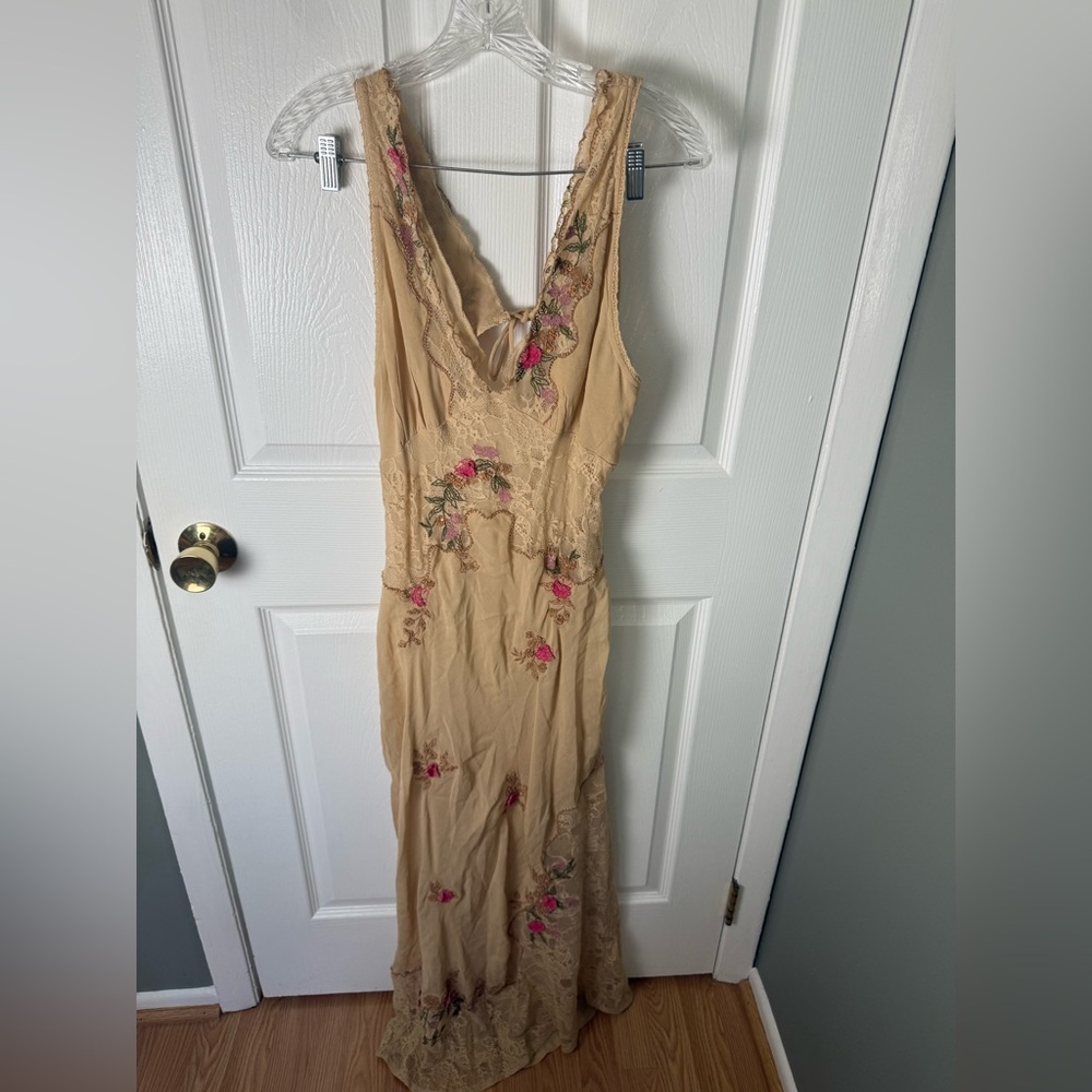 Free People Meet Again Midi Dress in Beige L - Picture 2 of 13